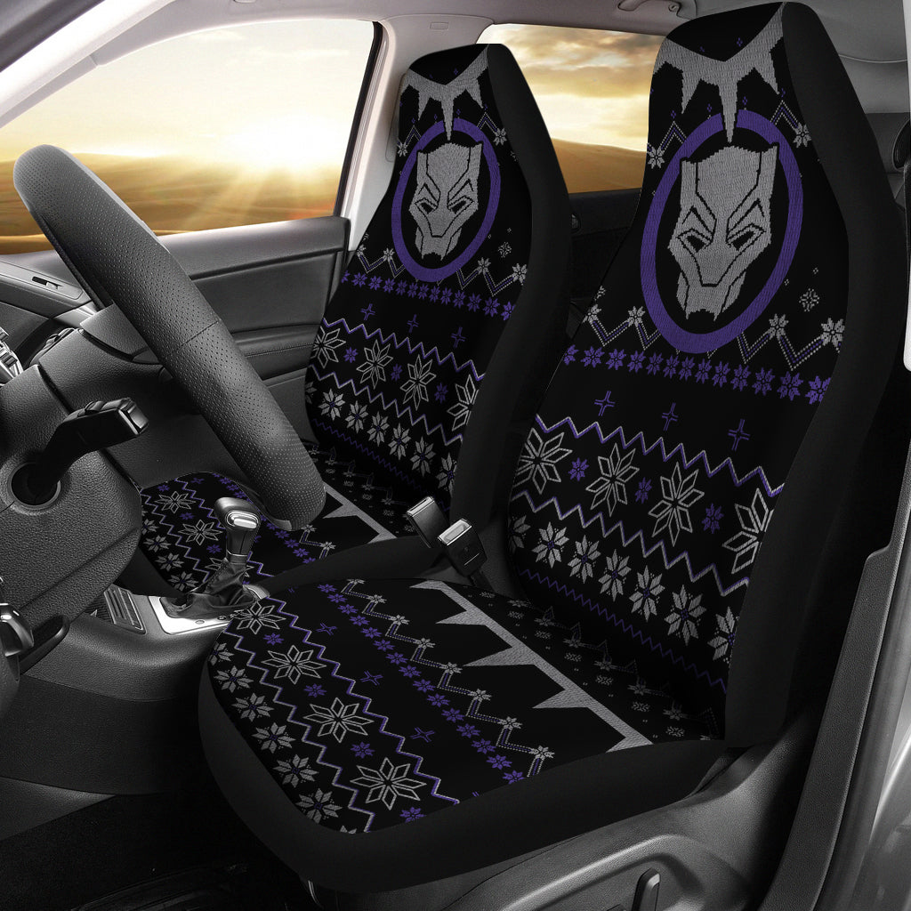 Black Panther Car Seat Covers Black Panther Symbol Christmas Pattern Seat Covers Black