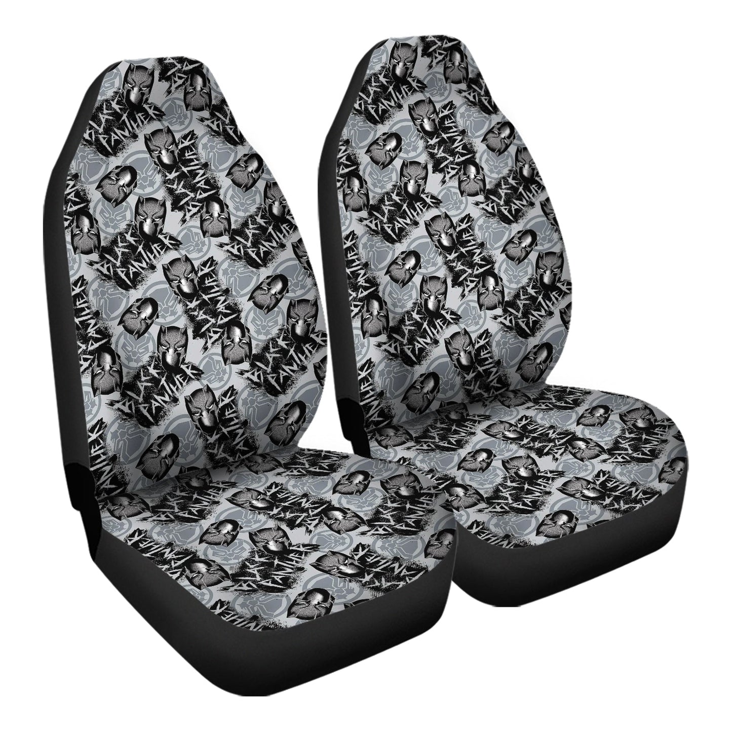 Black Panther Car Seat Covers Black Panther Name And Logo Pattern Seat Covers Black Gray