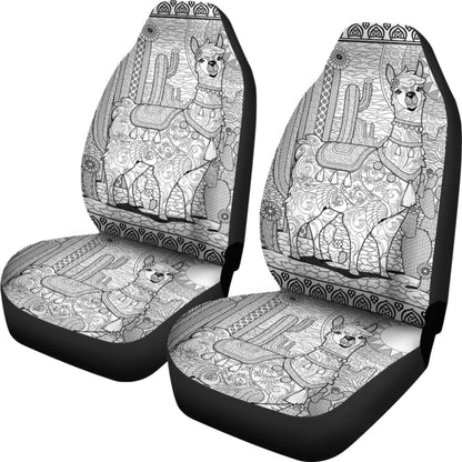 Llama Car Seat Covers Llama And Cactus Under Sunshine Seat Covers White