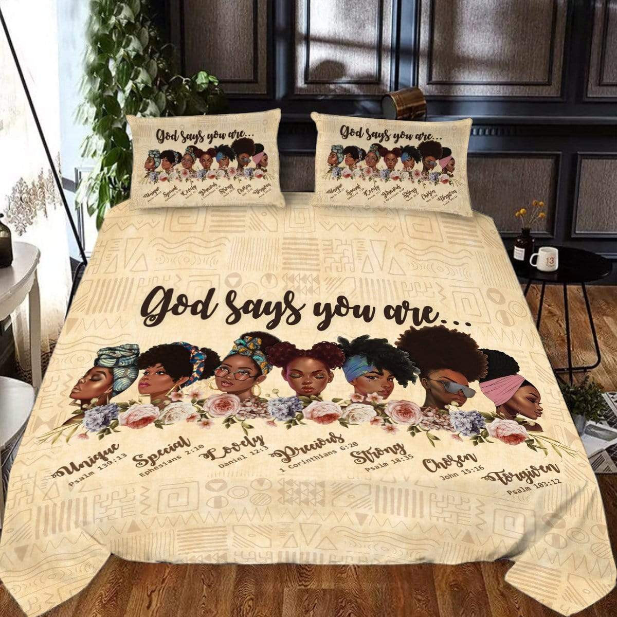Africa Americans Bedding Set God Says You Are Unique Special Duvet Covers Brown Unique Gift