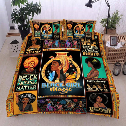 Africa Americans Bedding Set Black Girl Magic Pattern Duvet Covers Black Brown Unique Gift