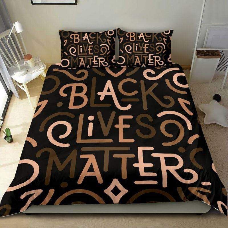 BLM Bedding Set Black Live Matter Word Font Duvet Covers Black Unique Gift