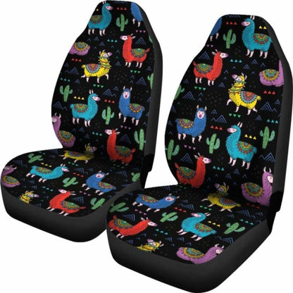 Llama Car Seat Covers Cactus With Colorful Llama Seat Covers Black