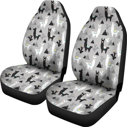 Llama Car Seat Covers Llama Cactus Piramid Pattern Seat Covers Gray