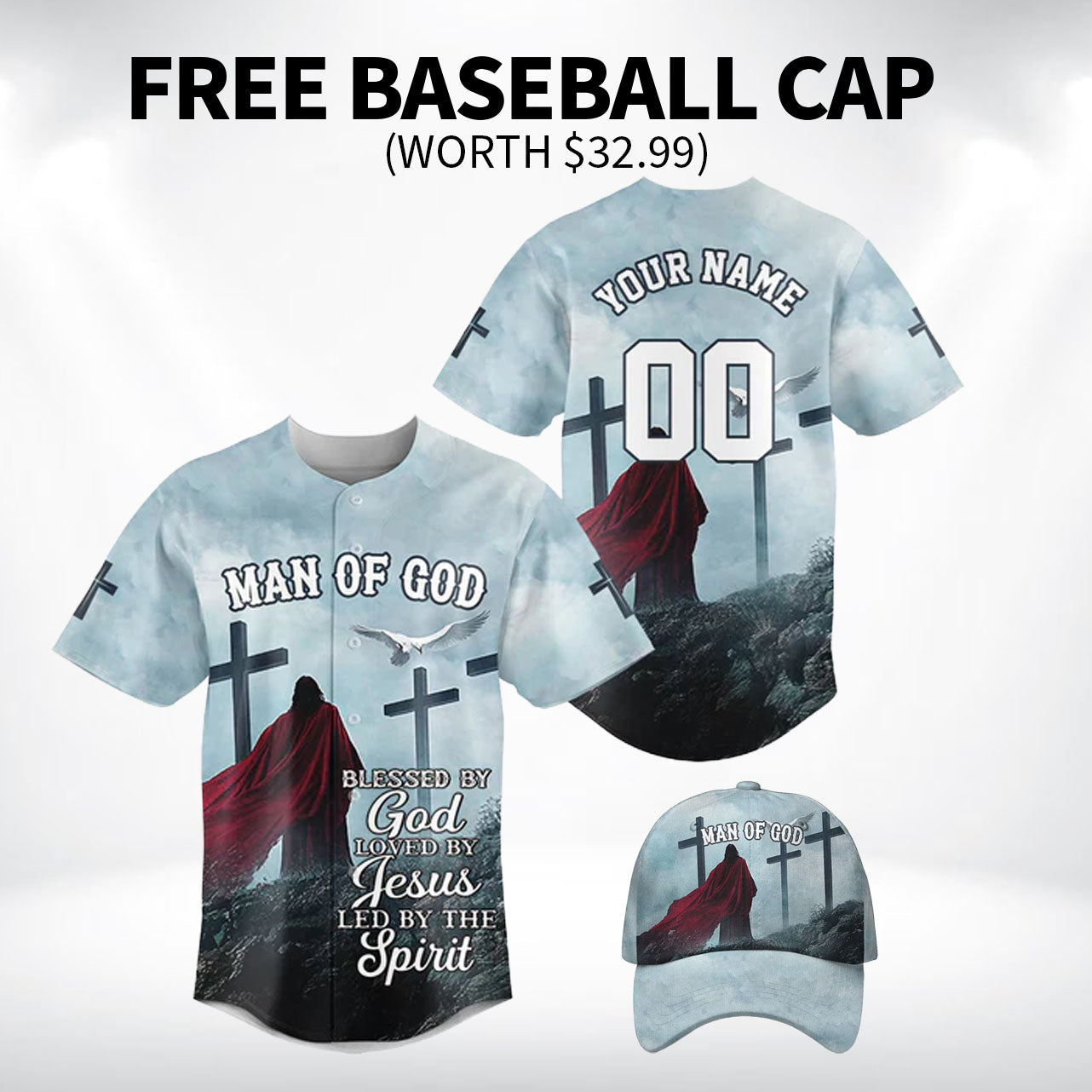 Blessed by GOD Loved by JESUS Led by the SPIRIT Baseball Jersey Bundle
