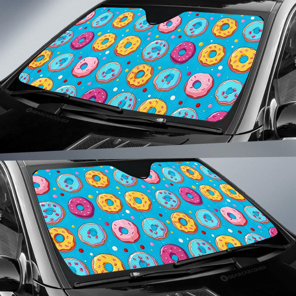 Blue Donuts Car Sunshade Custom Girly Pattern Car Accessories