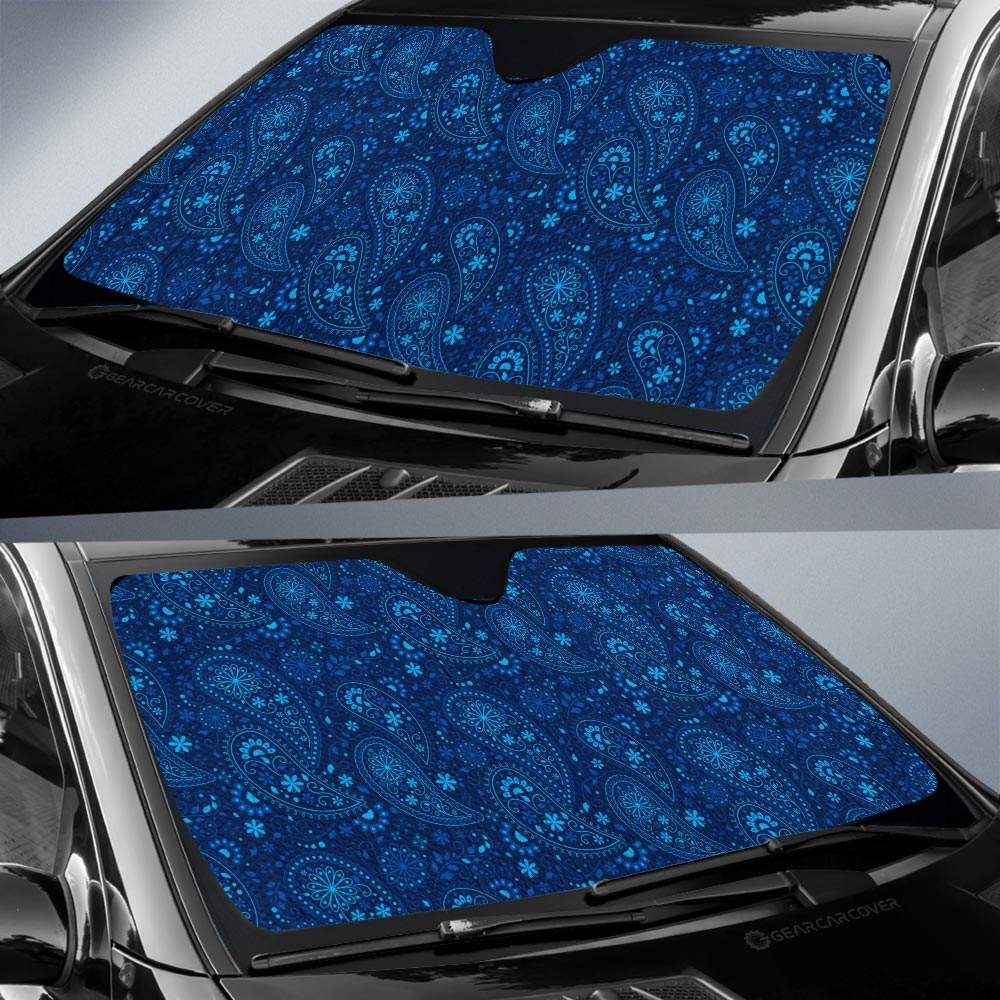 Blue Paisley Pattern Car Sunshade Custom Car Accessories