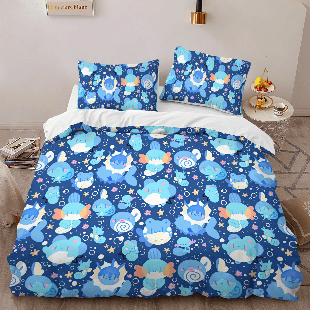 PKM Bedding Set All Types Water PKM Duvet Covers Blue Unique Gift