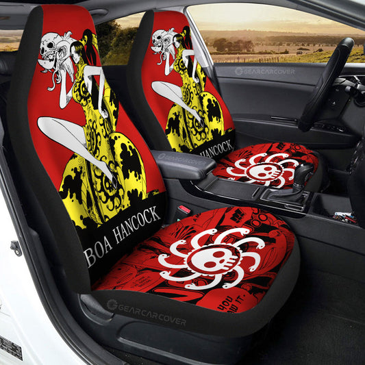 One Piece Car Seat Covers Boa Hancock Graphic Symbol Pattern Seat Covers Red