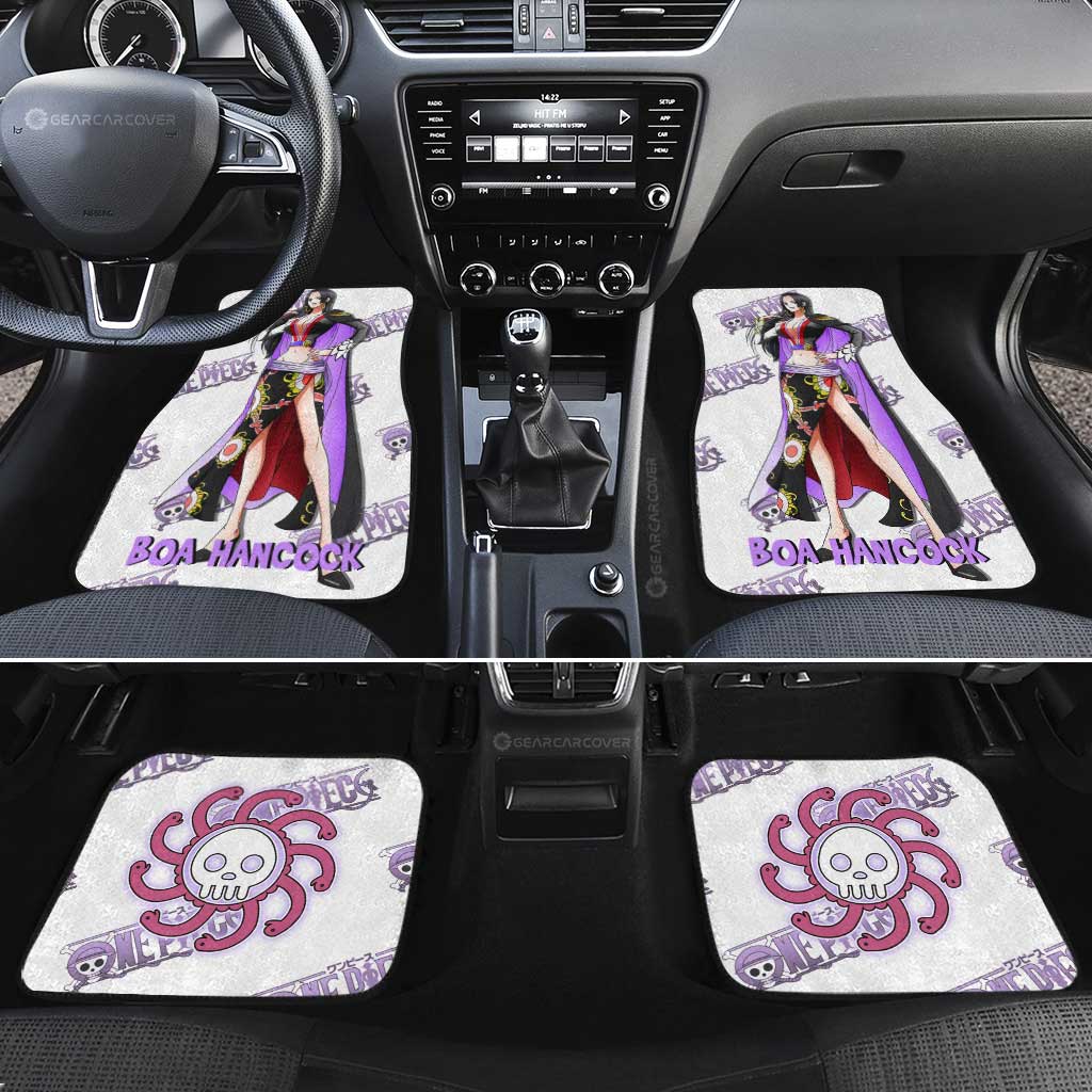 One Piece Car Mats Boa Hancock Graphic Jolly Roger Symbol Car Floor Mats White Pink