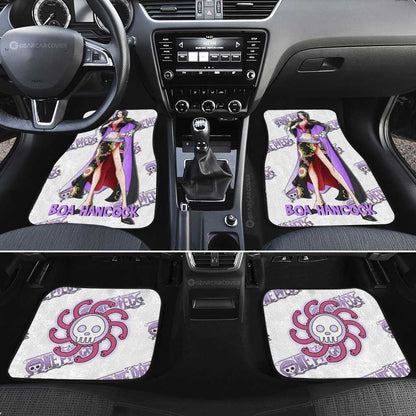 One Piece Car Mats Boa Hancock Graphic Jolly Roger Symbol Car Floor Mats White Pink