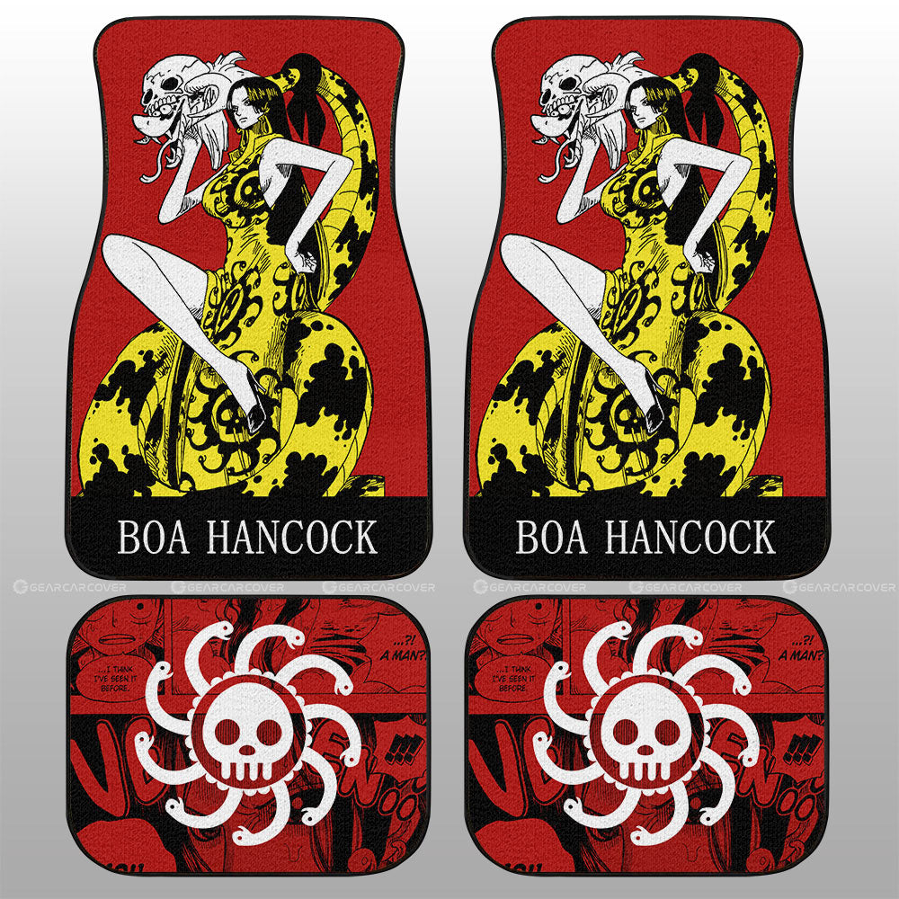 One Piece Car Mats Boa Hancock Graphic Manga Pattern Car Floor Mats Red Yellow