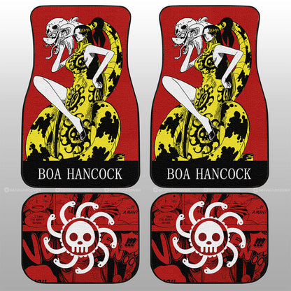 One Piece Car Mats Boa Hancock Graphic Manga Pattern Car Floor Mats Red Yellow