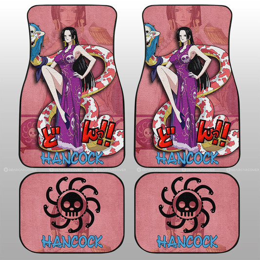 One Piece Car Mats Boa Hancock Character Jolly Roger Symbol Car Floor Mats Pink