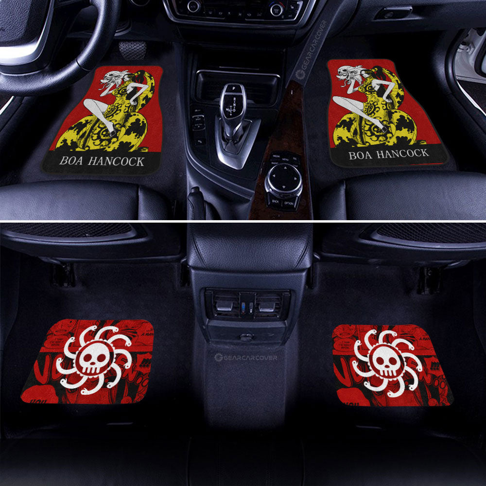One Piece Car Mats Boa Hancock Graphic Manga Pattern Car Floor Mats Red Yellow