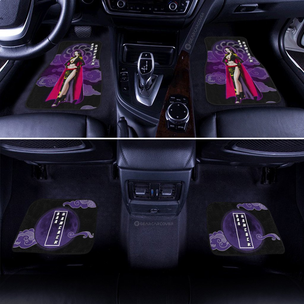 One Piece Car Mats Boa Hancock Graphic Moon Cloud Pattern Car Floor Mats Black Purple