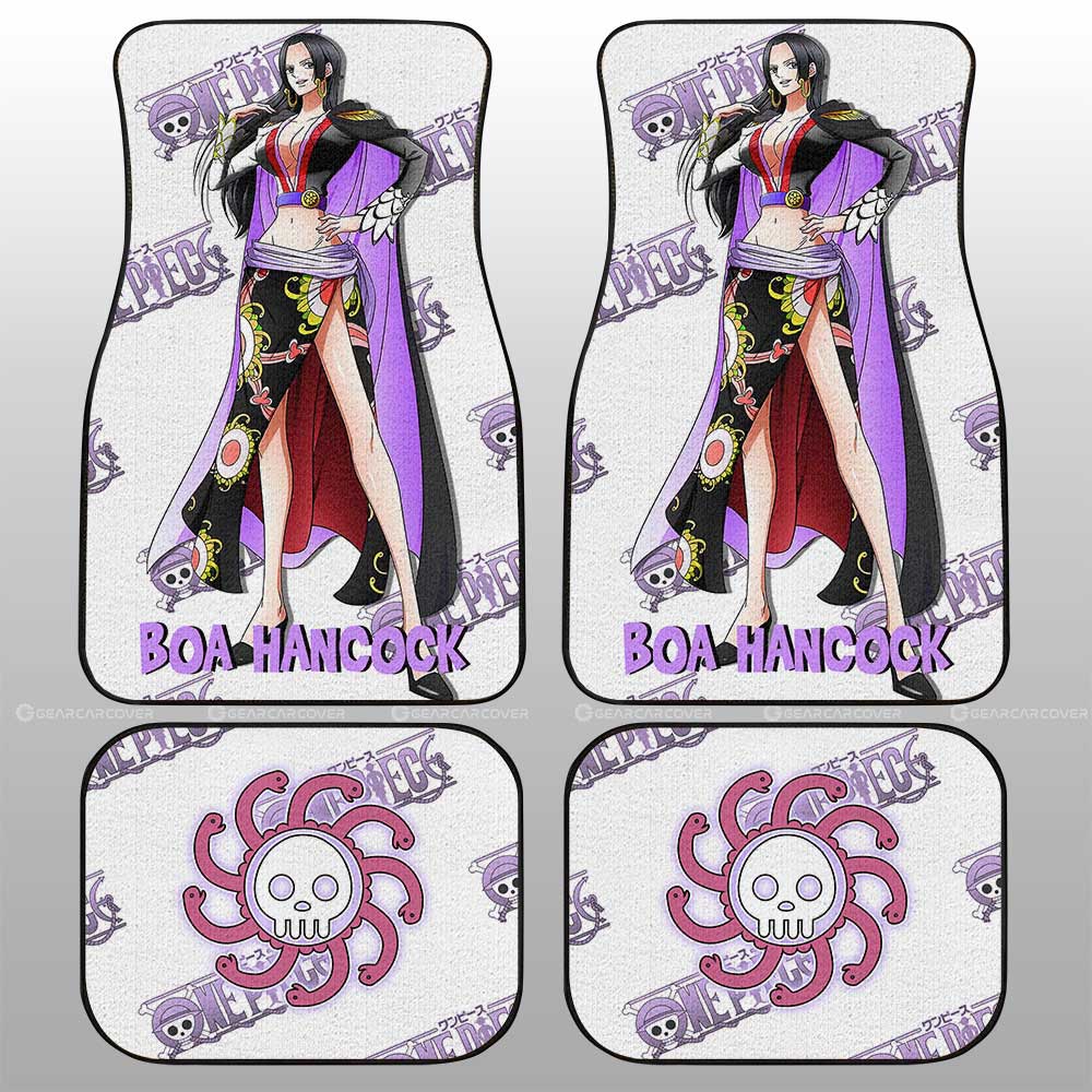 One Piece Car Mats Boa Hancock Graphic Jolly Roger Symbol Car Floor Mats White Pink