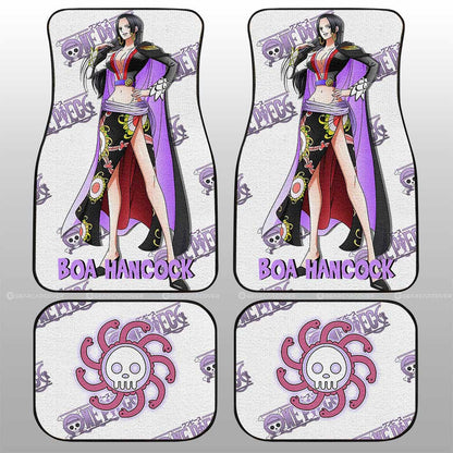One Piece Car Mats Boa Hancock Graphic Jolly Roger Symbol Car Floor Mats White Pink