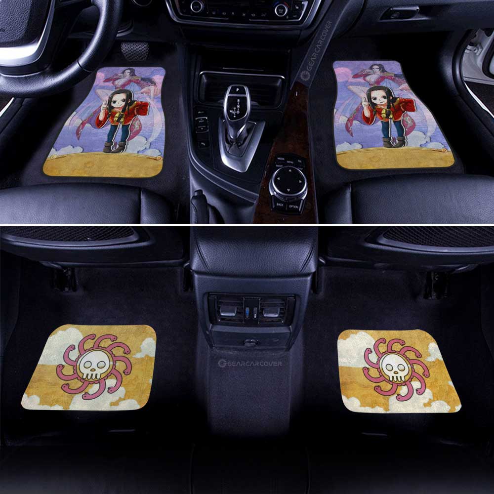 One Piece Car Mats Cute Young Boa Hancock Jolly Roger Symbol Car Floor Mats Blue Yellow