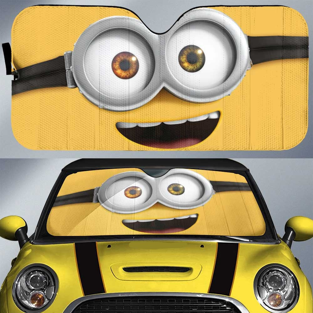 Minions Car Sun Shade Minion Bob Funny Eyes Graphic Winshield Sun Shade Yellow