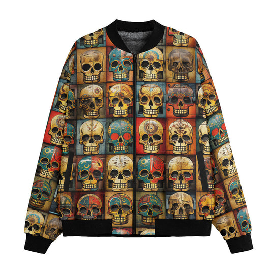 Skull Bomber Jacket Collage Of Skulls Pattern Bomber Colorful Unisex