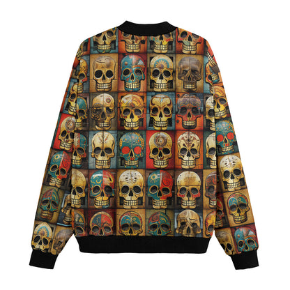 Skull Bomber Jacket Collage Of Skulls Pattern Bomber Colorful Unisex