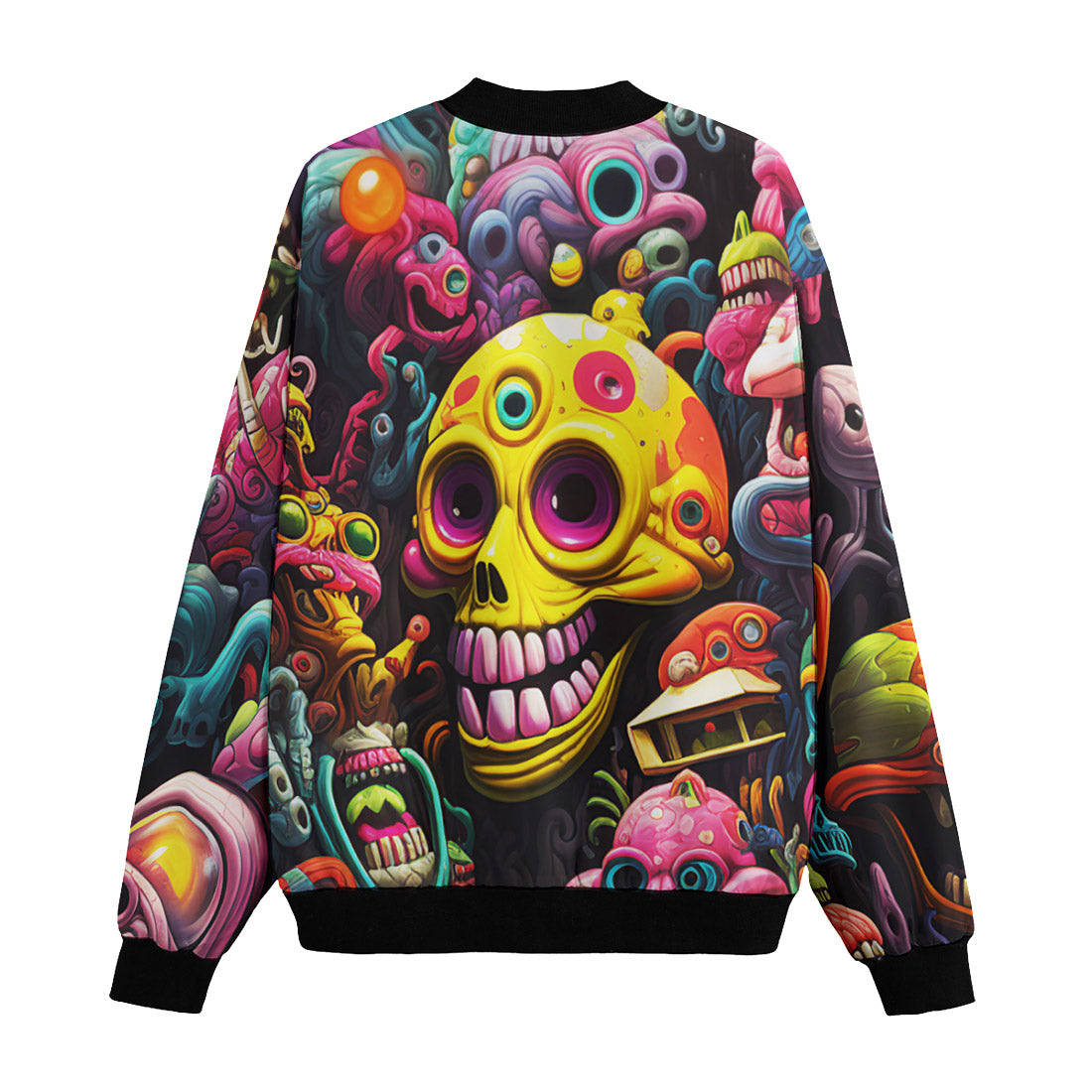 Skull Bomber Jacket Psychedelic Weird Skull And Monsters Bomber Colorful Unisex