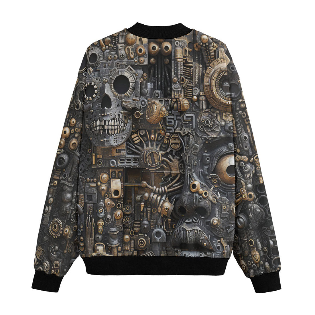 Skull Bomber Jacket Mechanical Skull Concept Pattern Bomber Gray Unisex