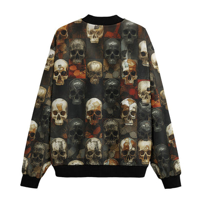 Skull Bomber Jacket All Skull Wall Art Graphic Bomber Black Brown Unisex