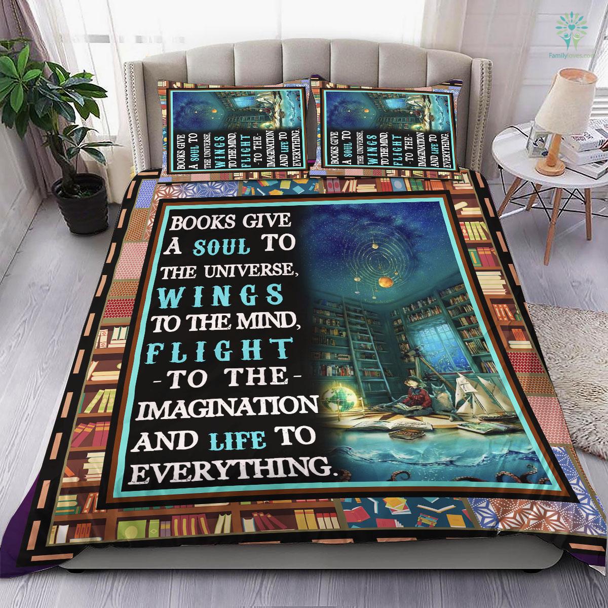 Book Bedding Set Book Give A Soul To The Universe Duvet Covers Blue Brown Unique Gift