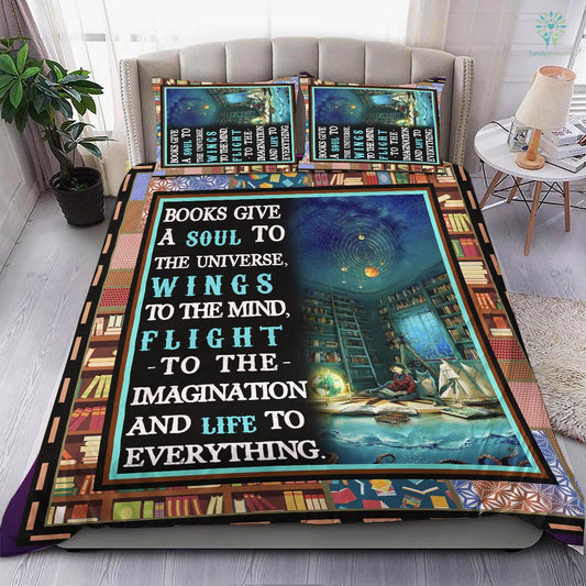 Book Bedding Set Book Give A Soul To The Universe Duvet Covers Blue Brown Unique Gift