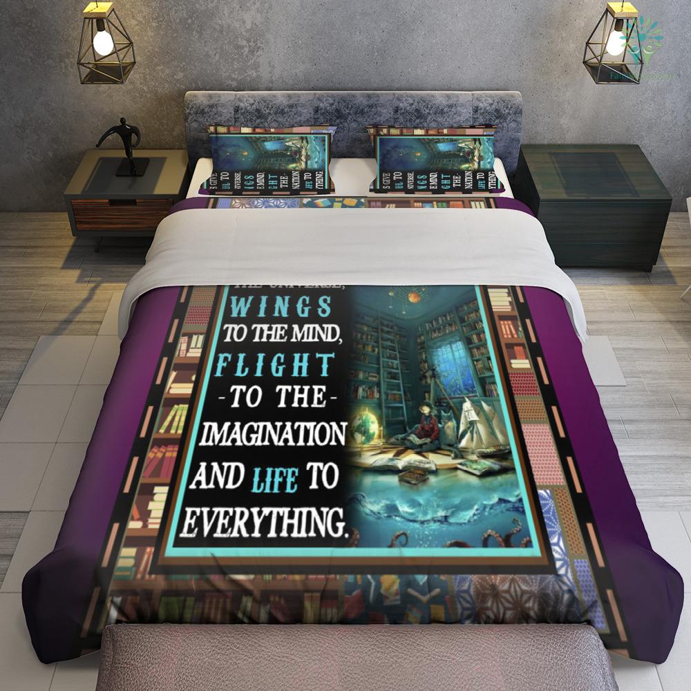 Book Bedding Set Book Give A Soul To The Universe Duvet Covers Blue Brown Unique Gift