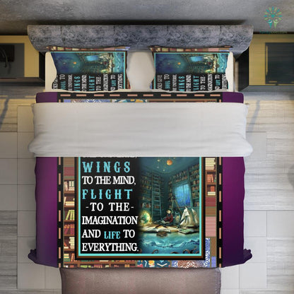Book Bedding Set Book Give A Soul To The Universe Duvet Covers Blue Brown Unique Gift