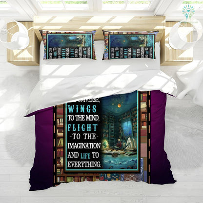Book Bedding Set Book Give A Soul To The Universe Duvet Covers Blue Brown Unique Gift