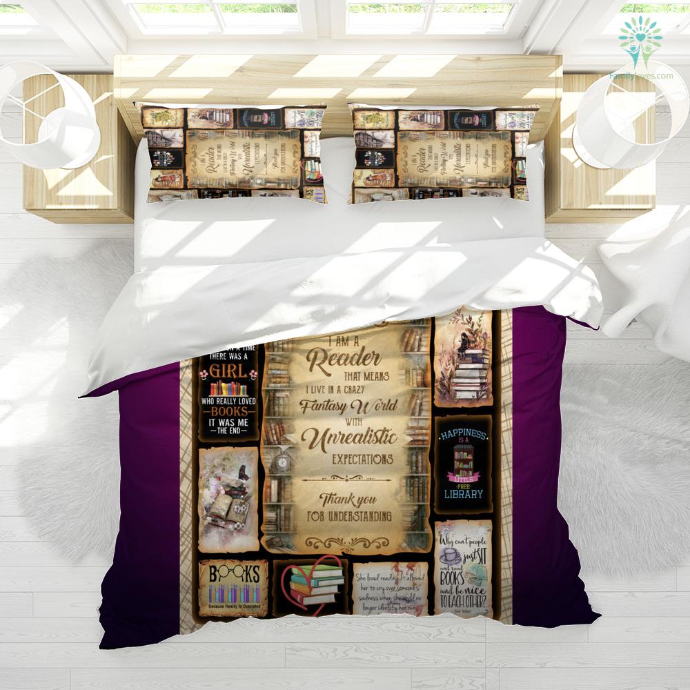 Book Bedding Set I Am A Reader Thank You For Understanding Duvet Covers Yellow Brown Unique Gift