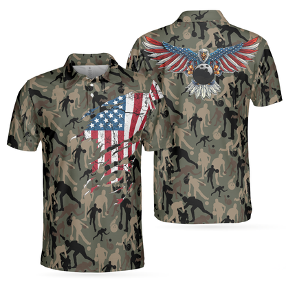 Bowling Polo Shirt Bowling Camouflage American Eagle Boys Polo Shirts Green