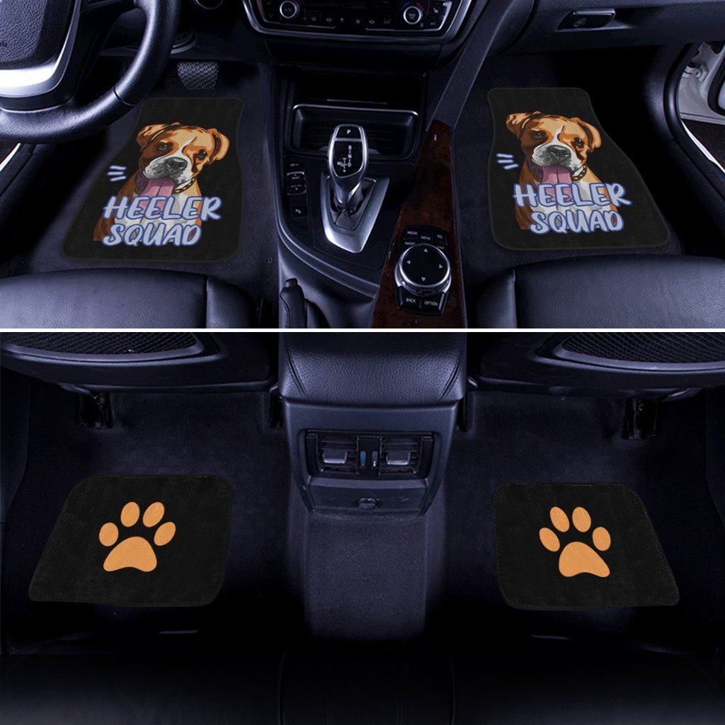 Dog Car Floor Mats Cute Boxer Dog Heeler Squad Pawprints Pattern Car Mats