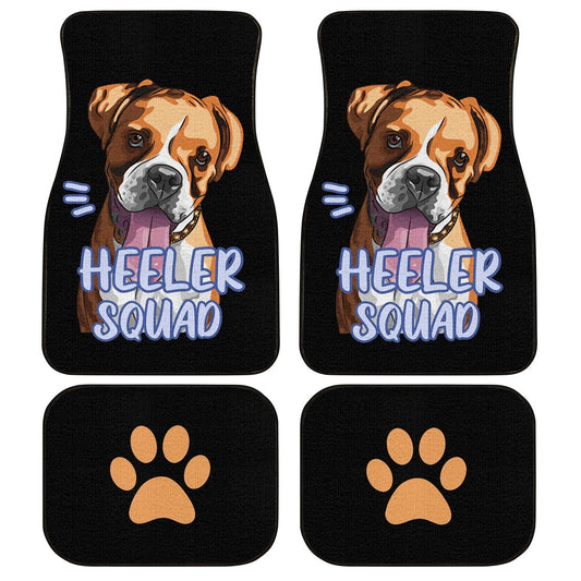 Dog Car Floor Mats Cute Boxer Dog Heeler Squad Pawprints Pattern Car Mats