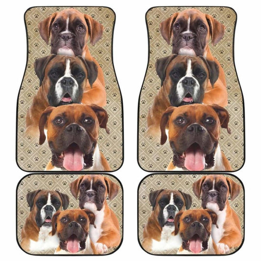 Dog Car Floor Mats Funny Boxer Dog In Group Pawprint Pattern Car Mats