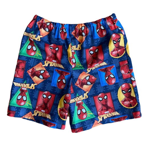 Spiderman Shorts Superhero Spiderman Face Emotions Pattern Beach Shorts Blue Red