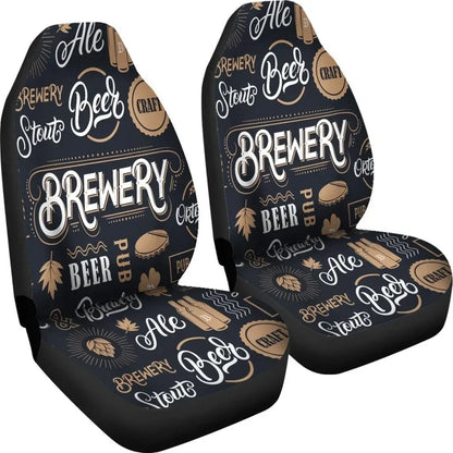 Beer Car Seat Covers Brewery Beer Pub Craft Pattern Seat Covers Black Brown