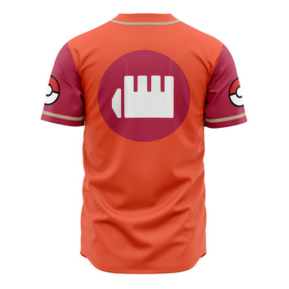 PKM Baseball Jersey PKM Fighting Type Brick Breakers Skill Jersey Shirt Red Orange Unisex