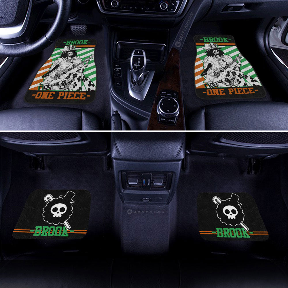 One Piece Car Mats Chracter Brook Graphic Jolly Roger Symbol Car Floor Mats Black Green