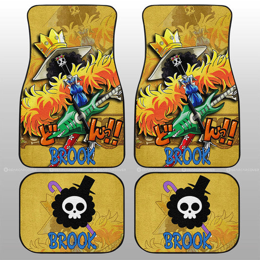 One Piece Car Mats One Piece Character Brook Jolly Roger Car Floor Mats Yellow