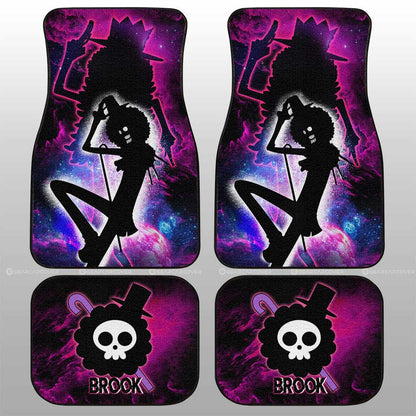 One Piece Car Mats Brook Silhoutte Jolly Roger Symbol Galaxy Car Floor Mats Black Purple