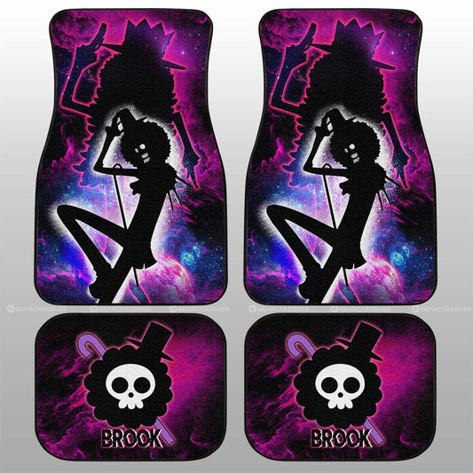 One Piece Car Mats Brook Silhoutte Jolly Roger Symbol Galaxy Car Floor Mats Black Purple