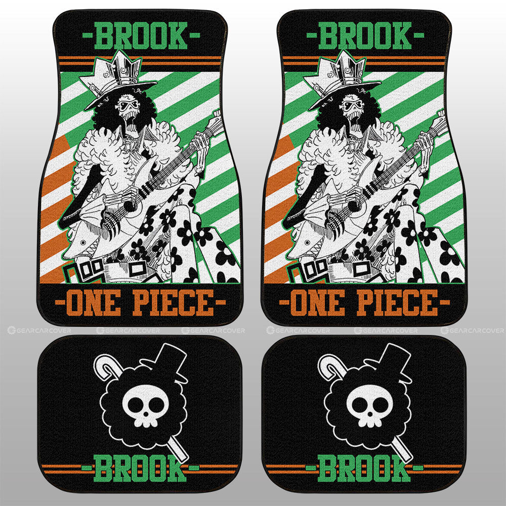 One Piece Car Mats Chracter Brook Graphic Jolly Roger Symbol Car Floor Mats Black Green
