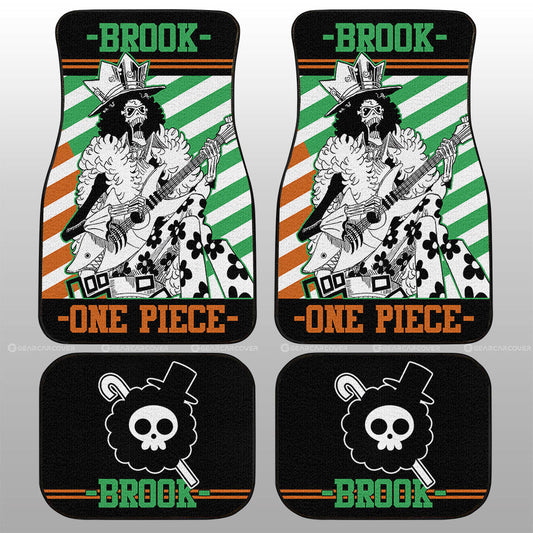 One Piece Car Mats Chracter Brook Graphic Jolly Roger Symbol Car Floor Mats Black Green