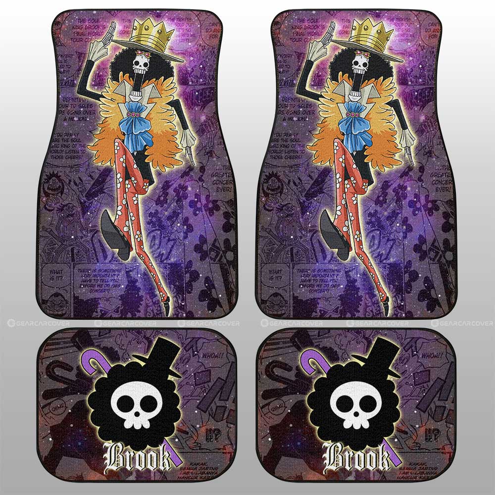 One Piece Car Mats Brook Graphic Manga Pattern Galaxy Car Floor Mats Purple