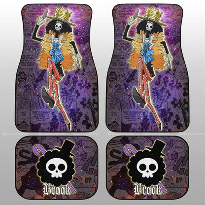 One Piece Car Mats Brook Graphic Manga Pattern Galaxy Car Floor Mats Purple